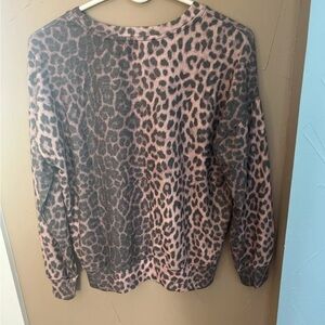 NWT Sundry Women's Leopard Print Crew Neck Sweater Pink Black Size 0